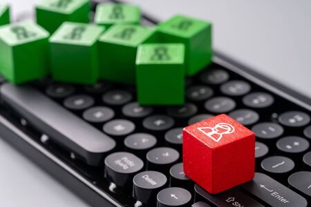 Business & HR global puzzle concept for leadership and teamの写真素材