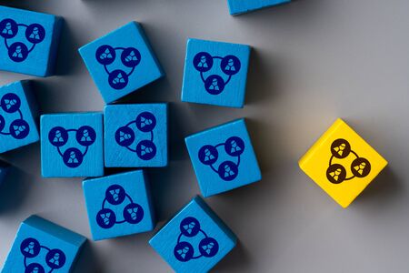 Business & HR global puzzle concept for leadership and teamの写真素材