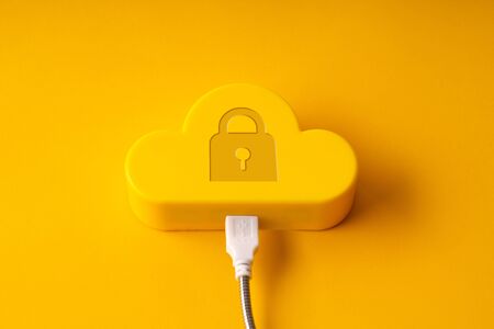 Cloud technology icon on colorful & creative background for global business conceptの写真素材