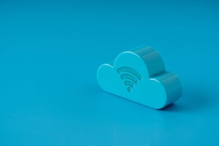 Cloud technology icon on colorful & creative background for global business conceptの写真素材