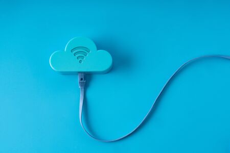 Cloud technology icon on colorful & creative background for global business conceptの写真素材