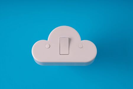 Cloud technology icon on colorful & creative background for online and offline conceptの写真素材