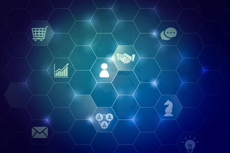 Online shopping icon with globe for global concept for abstract backgroundの写真素材