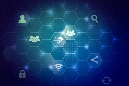 Cloud technology icon for global business concept abstract background for illustratorの写真素材