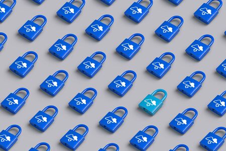 Creative Cloud technology icon on the key lock for online shopping global business conceptの写真素材