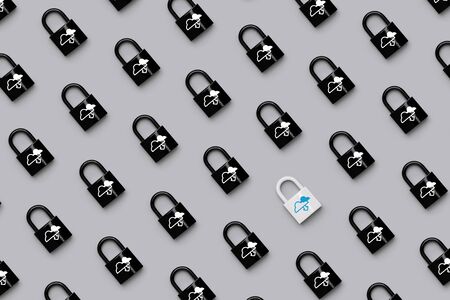 Creative Cloud technology icon on the key lock for online shopping global business conceptの写真素材