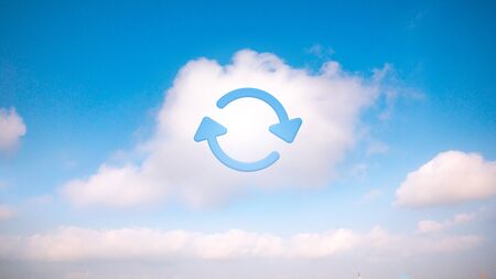 Cloud technology icon for global business concept on the skyの写真素材
