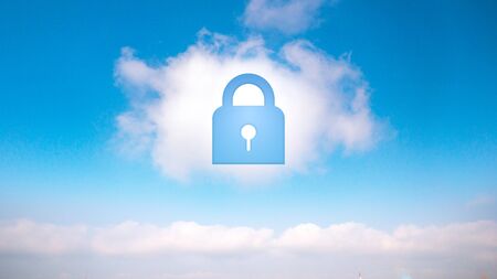Cloud technology icon for global business concept on the skyの写真素材