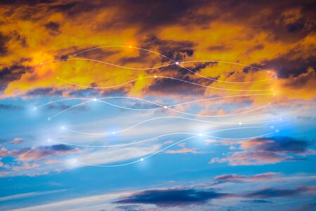 Network & cloud concept in the skyの写真素材