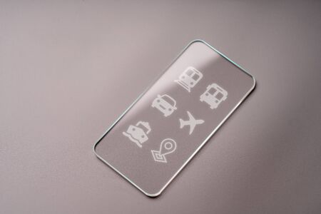 Online Travel & airplane icon application on smart phoneの写真素材