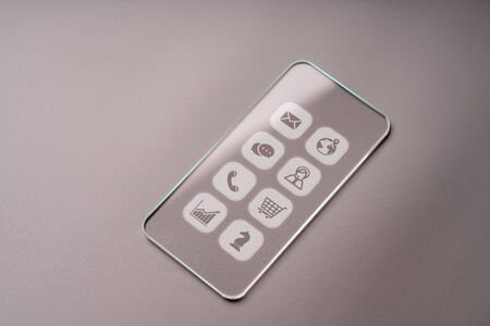 Online Business & strategy icon application on smartphoneの写真素材