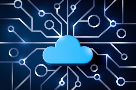 Cloud icon on abstract background mainboard  illustrationの写真素材
