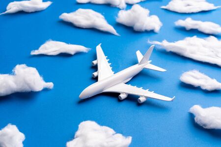Airplane model for online ticket and tourism conceptの写真素材