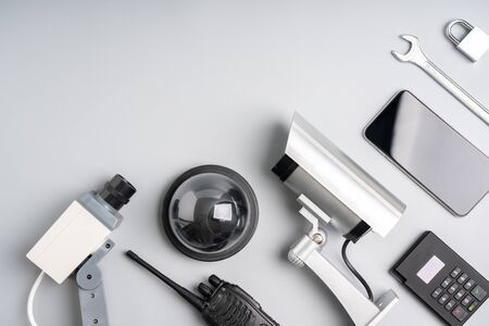 CCTV security online camera with house planの写真素材