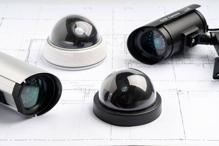 CCTV security online camera with house planの写真素材