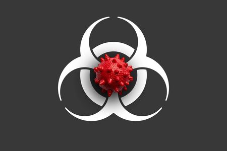 COVID 19 or Corona virus model on icon from top viewの写真素材