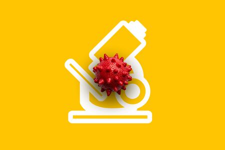 COVID 19 or Corona virus model on icon from top viewの写真素材