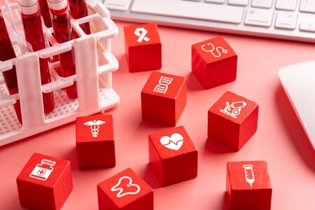 Medical icon on jigsaw puzzle for global health care