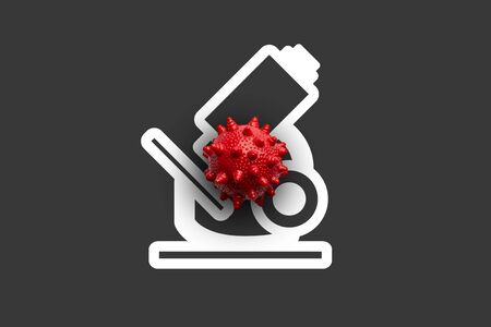 COVID 19 or Corona virus model on icon from top view