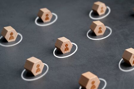 Social distance from wood figureの写真素材