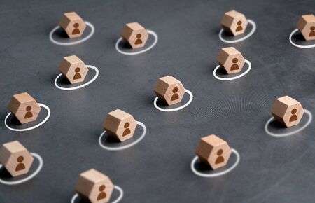 Social distance from wood figureの写真素材