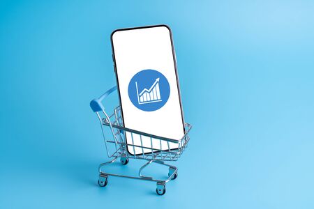 Online shopping & cloud icon on mobile phone applicationの写真素材