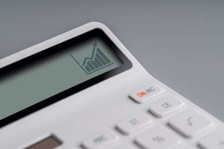 Online shopping & business icon on white calculatorの写真素材