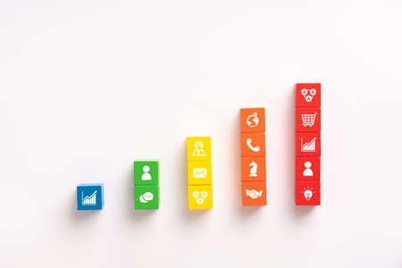 Business & strategy on colorful jigsaw puzzle cubeの写真素材