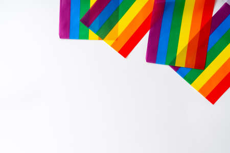 LGBTQ flag and symbol on table top viewの写真素材