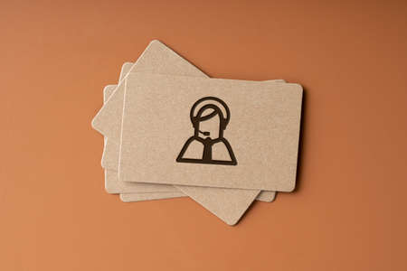 Plain name card for Contact us icon for global business conceptの写真素材
