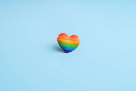 LGBTQ flag and symbol on table top viewの写真素材