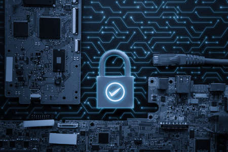 Cloud technology icon on the key lock for online shopping global business concept