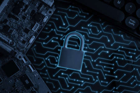 Cloud technology icon on the key lock for online shopping global business conceptの写真素材