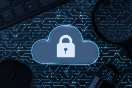 Cloud icon on abstract background mainboard  illustrationの写真素材