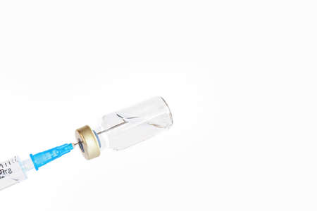 macro photography of a syringe ready to put a vaccineの写真素材