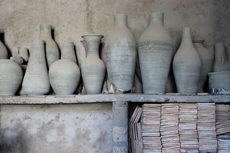 moroccan pottery productionの写真素材