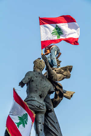 Demonstrations and revolution at Downtown Beirut - Next to Martyrs Square