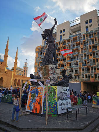 Demonstrations and revolution at Downtown Beirut - Next to Martyrs Squareのeditorial素材