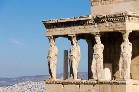 The Caryatids of the Erechtheum in Athens, Greeceの写真素材