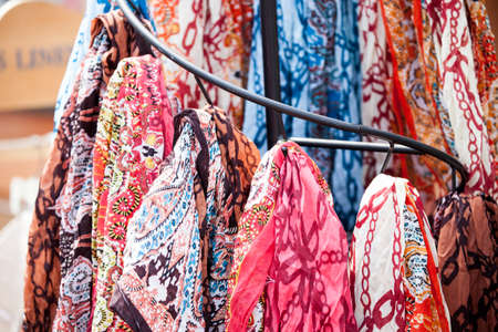 Colorful scarves for saleの写真素材