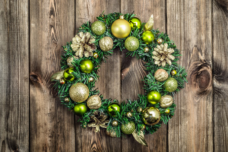 Christmas wreath with baubles useful as christmas decoration.の写真素材