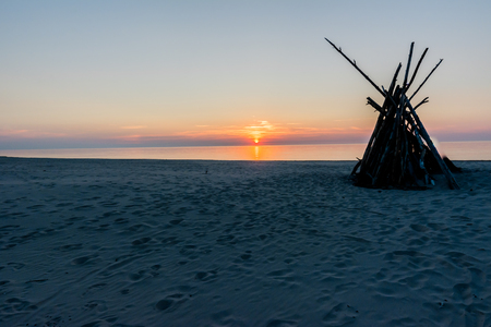 Beautiful sunset sky on the beach in the summer, landscape