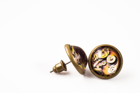 Vintage earrings isolated on white backgroundの写真素材