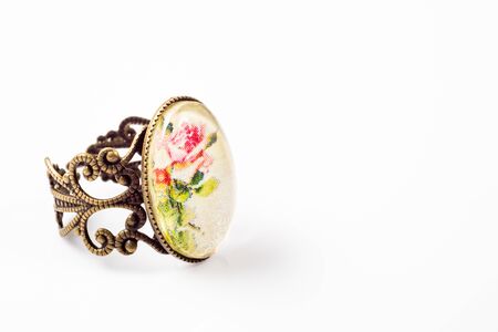 Vintage jewelry ring isolated on white backgroundの写真素材