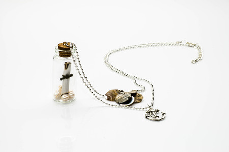 Youth pendant made with glass bottle and chain, female jewelry and fashionの写真素材