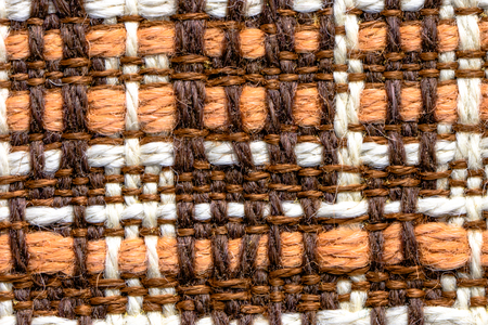 Brown textile texture, woven checkered fabric pattern in vintage styleの写真素材