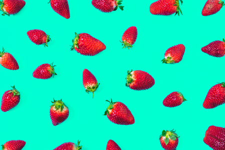 Fresh strawberry, fruit pattern, seamless background, minimal creative food conceptの写真素材
