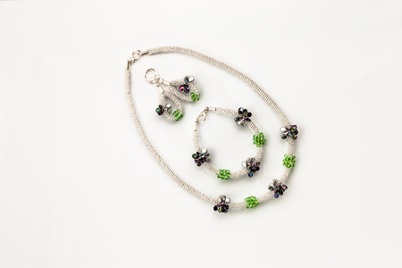 Elegant jewellery set isolated on a white background.の写真素材