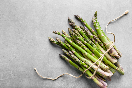 Bunch of fresh asparagus, green organic vegetable harvested freshly from the gardenの写真素材