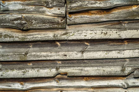 Wooden planks on old barn, parallel construction as background texture.の写真素材